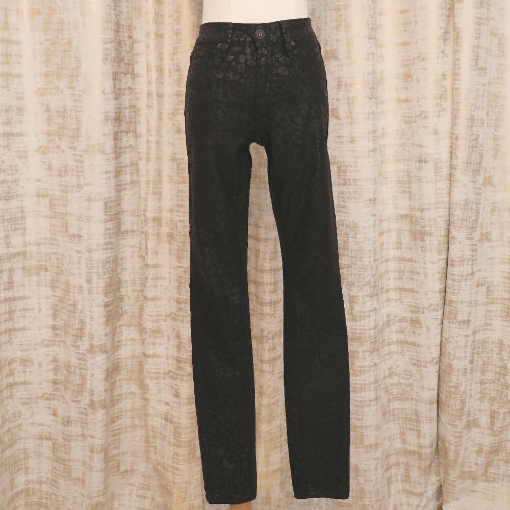 Royalty for Me Black Jaguar Woven Print Skinny Stretch Jeans Size 6 (NWOT)